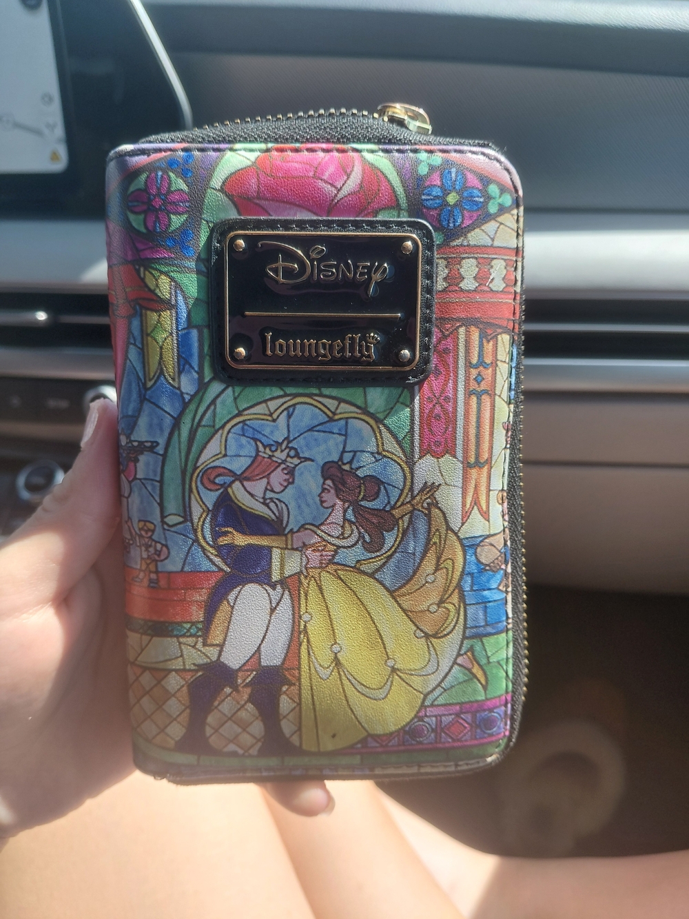 Disney Loungefly Belle & Beast Stained Glass Zip Around Wallet – Multicolor